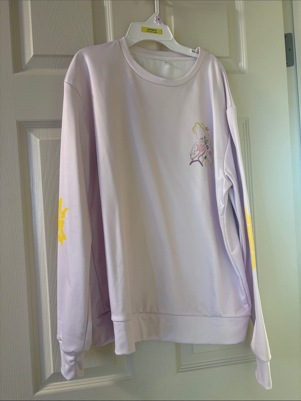 Rapunzel Lavender Long-Sleeve Graphic Sweater with Yellow suns